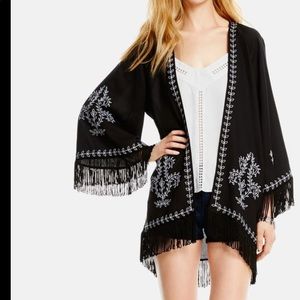 Black fringe kimono